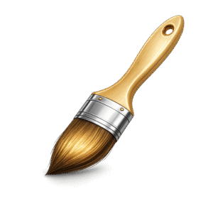 Golden-Holed Wooden Paintbrush on Transparent Background PNG