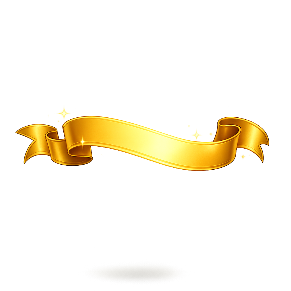 Golden Ribbon Banner with Sparkling Highlights PNG