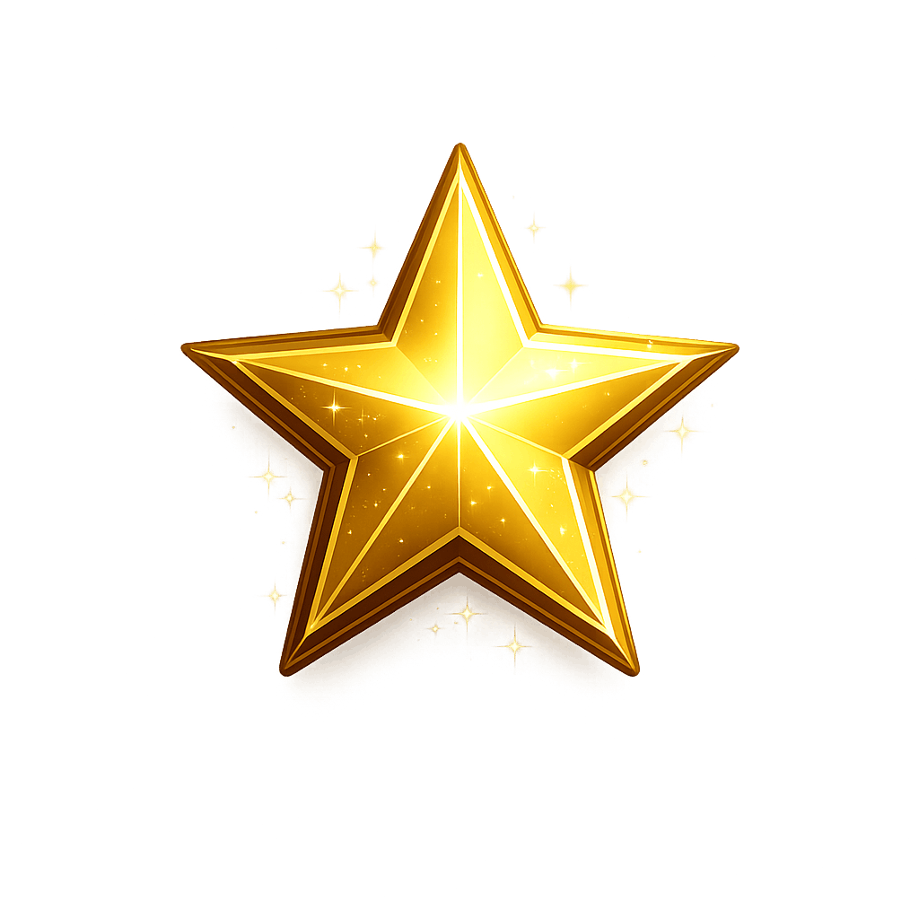 Golden Star with Sparkling Highlights PNG