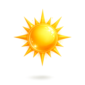 Golden Sun Clipart with Radiant Rays PNG