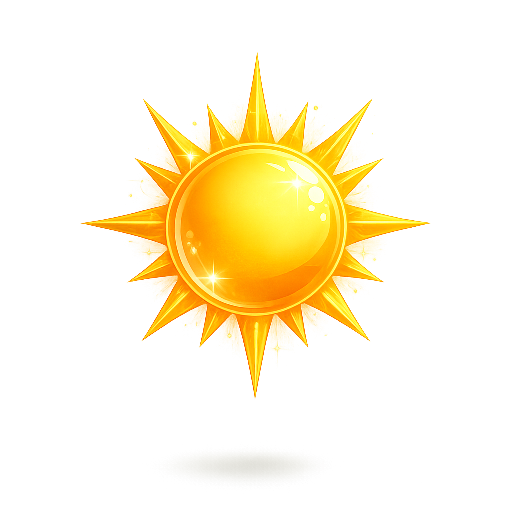 Golden Sun Clipart with Radiant Rays PNG