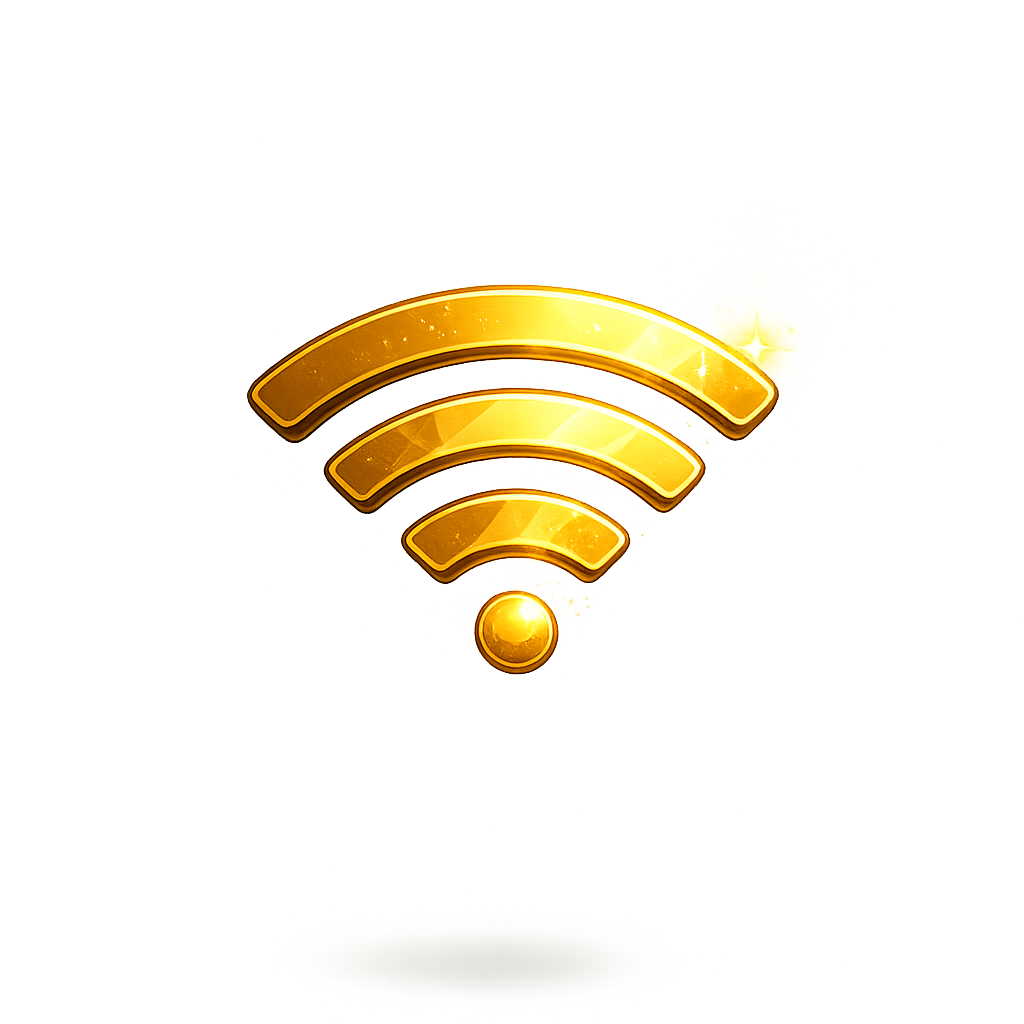 Golden Wi-Fi Signal Sparkle PNG