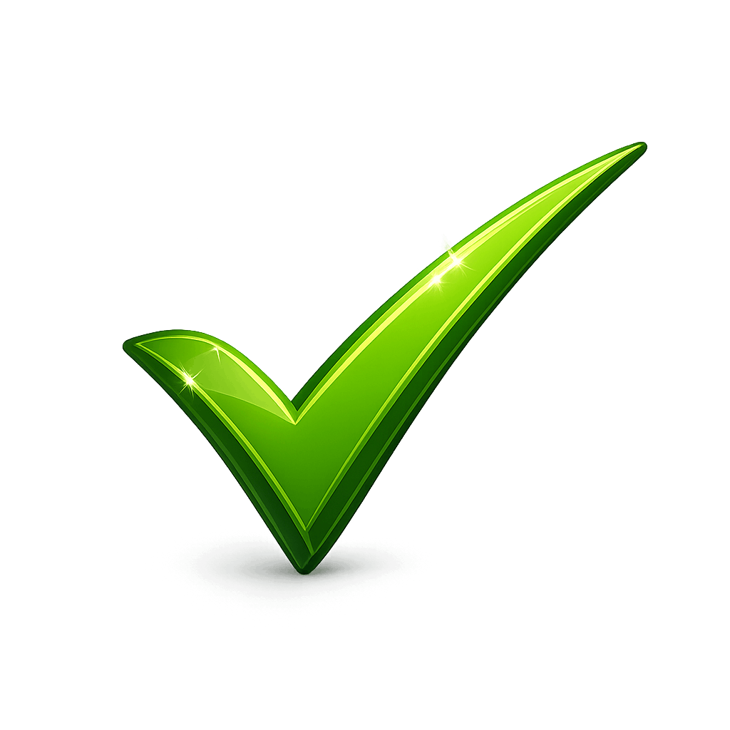 Green Glossy Check Mark PNG