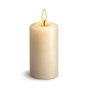 Ivory Candle with Golden Flame PNG