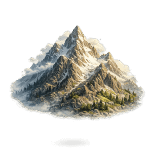 Mountain Range in Golden Light PNG
