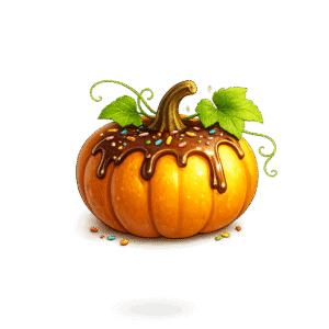 Pumpkin with Glowing Vine Tendrils PNG