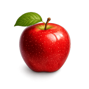 Red Apple with Green Leaf PNG