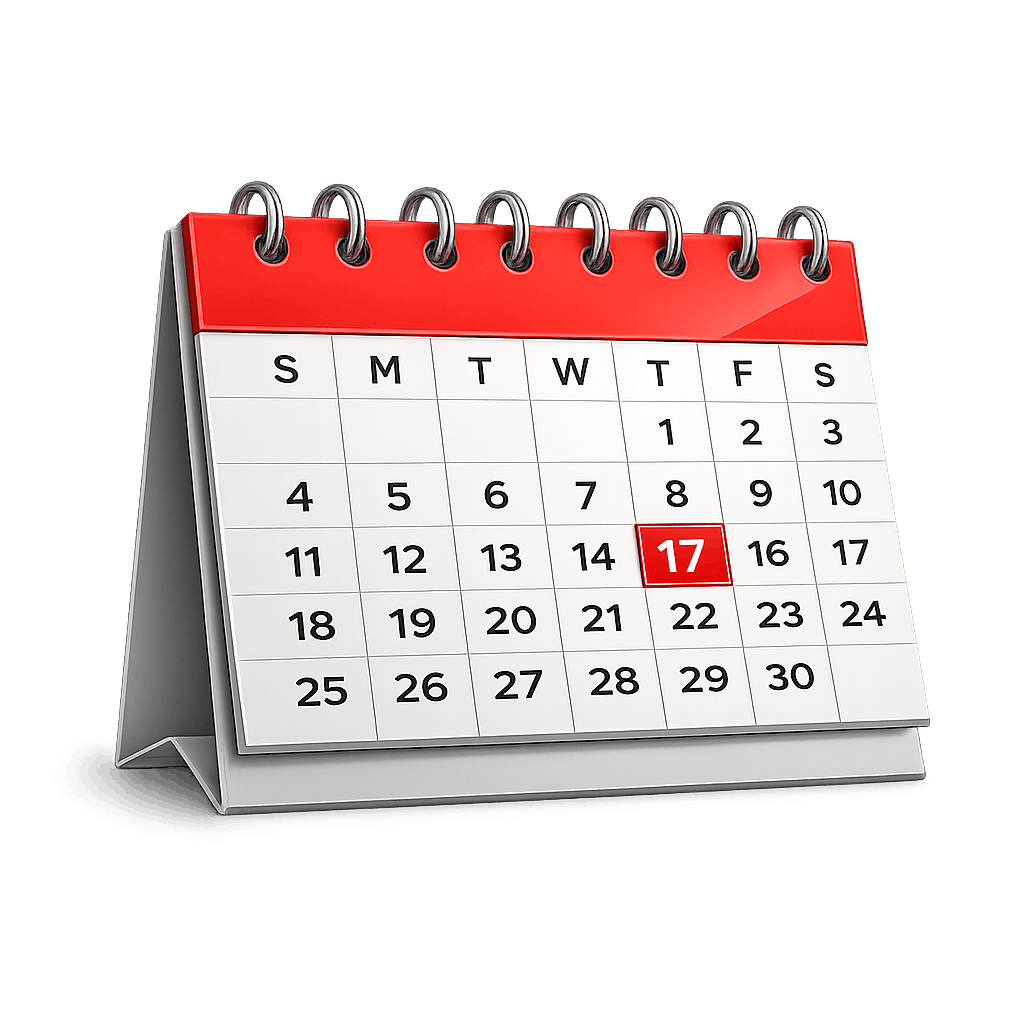 Red Date 17 Desk Calendar PNG
