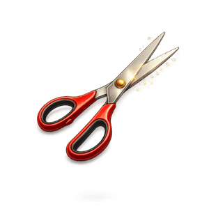 Red-Handled Scissors with Golden Sparkles PNG