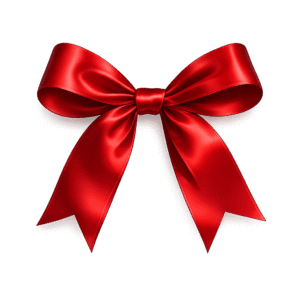Red Satin Bow with Elegant Tails PNG