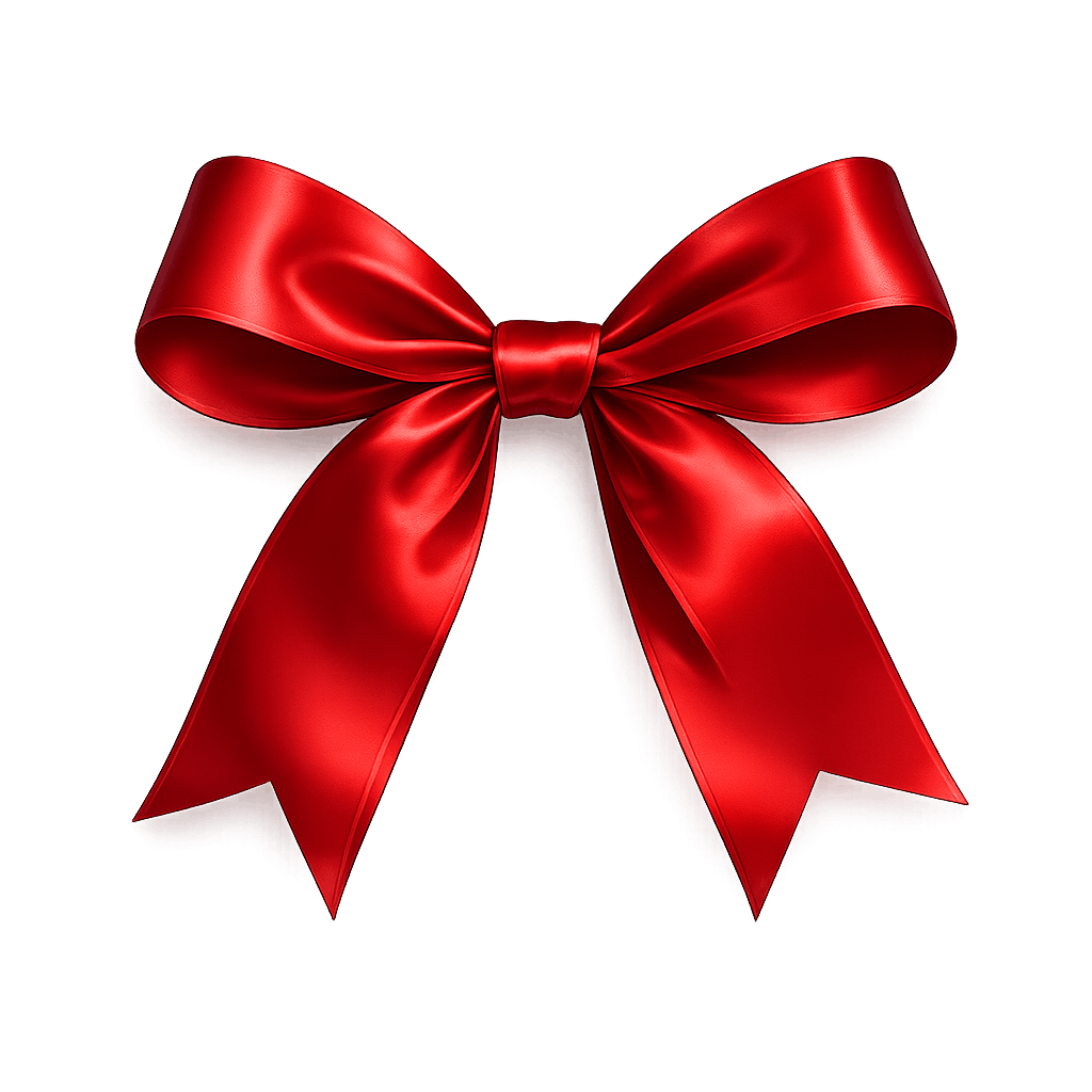 Red Satin Bow with Elegant Tails PNG