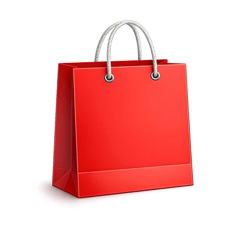 Red Shopping Bag with White Handles PNG