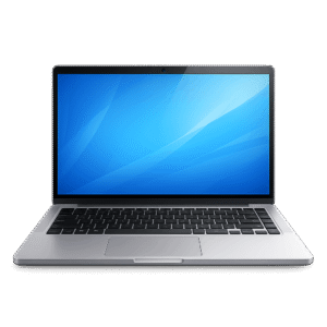 Silver Laptop with Blue Screen PNG