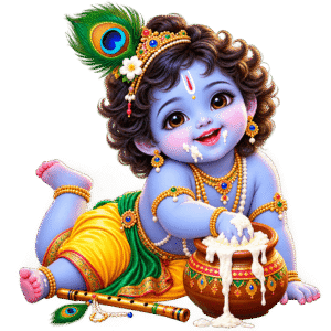 Adorable Baby Krishna with Butter Pot PNG