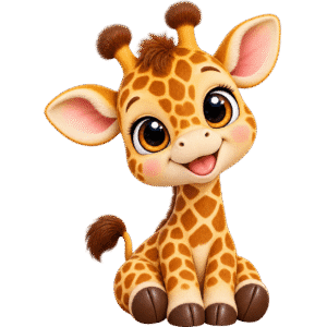 Adorable Glossy Baby Giraffe Sticker PNG