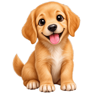 Adorable Golden Puppy Portrait PNG