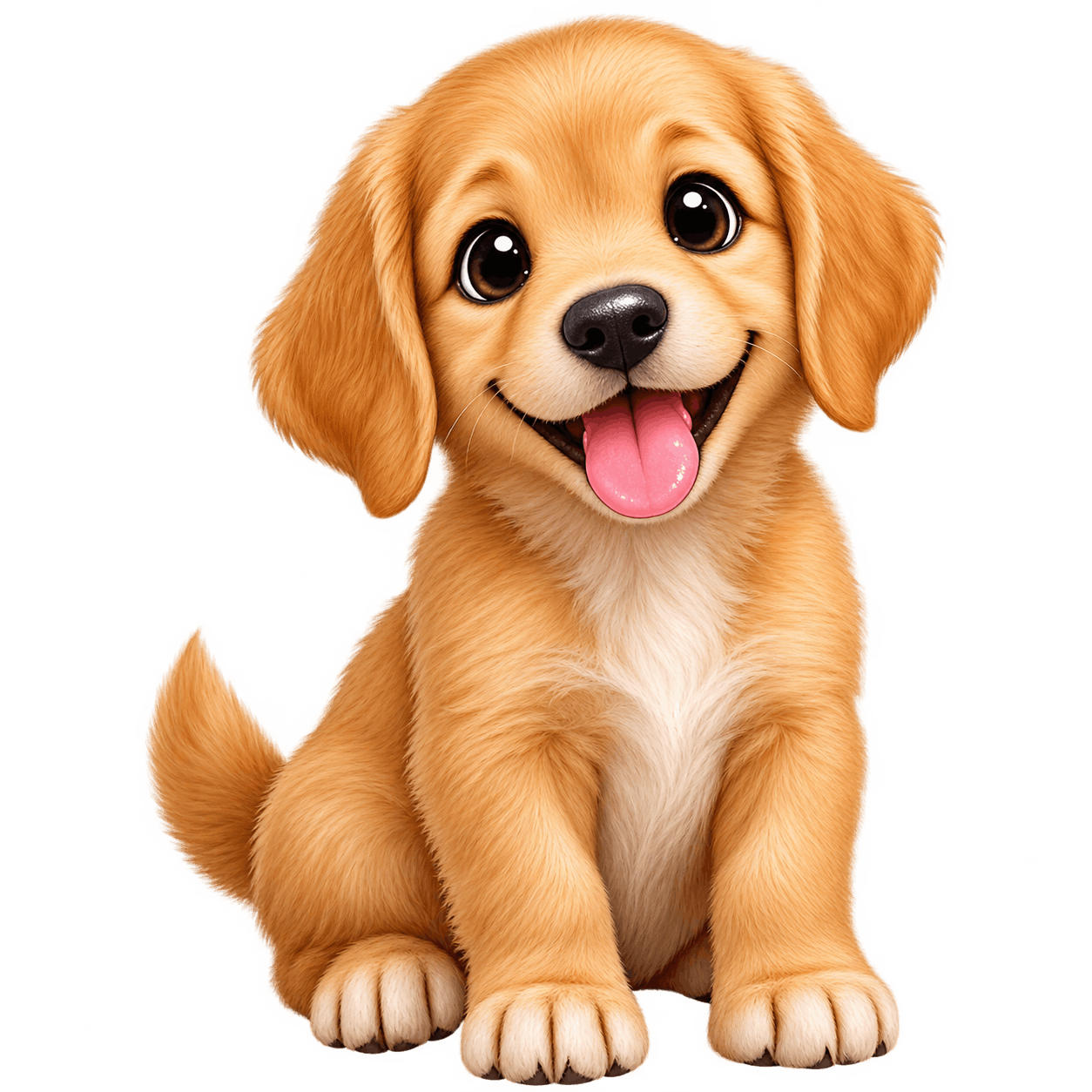 Adorable Golden Puppy Portrait PNG