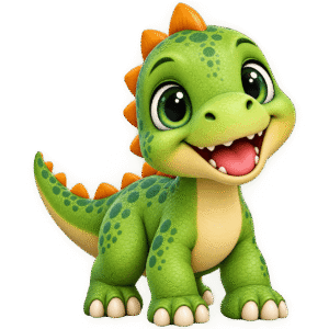 Adorable Green Baby Dinosaur Sticker PNG