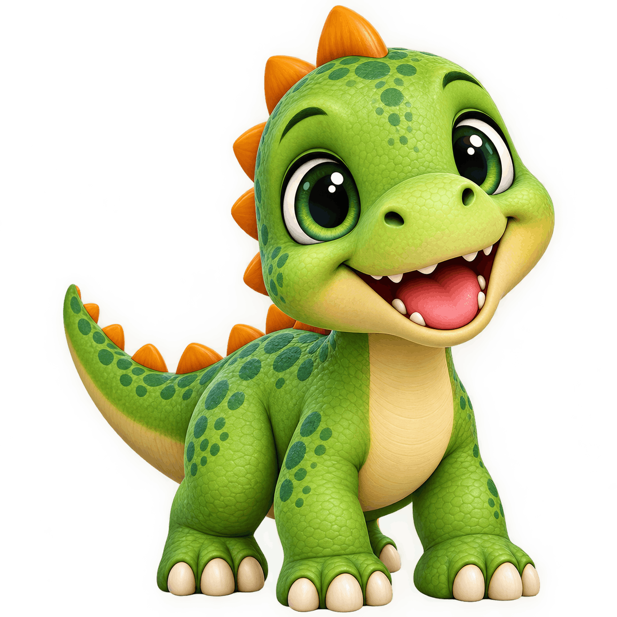 Adorable Green Baby Dinosaur Sticker PNG