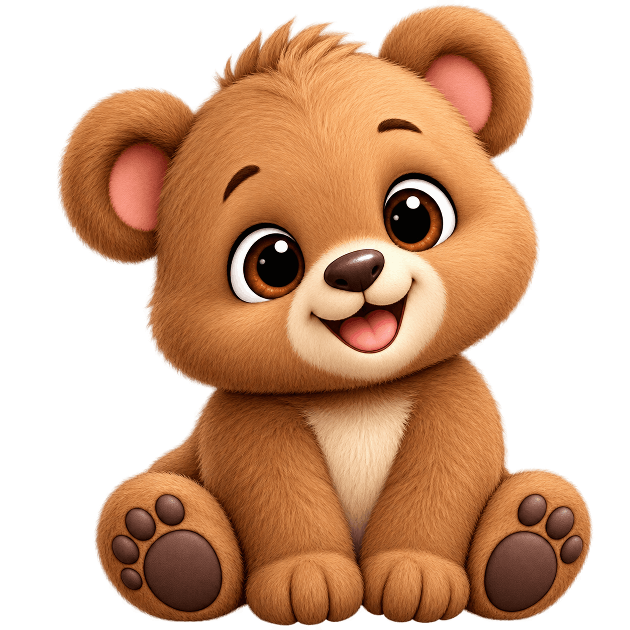Adorable Smiling Teddy Bear Clipart PNG