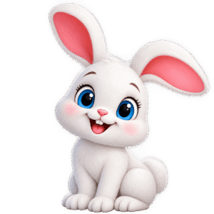 Adorable Smiling White Bunny Sticker PNG