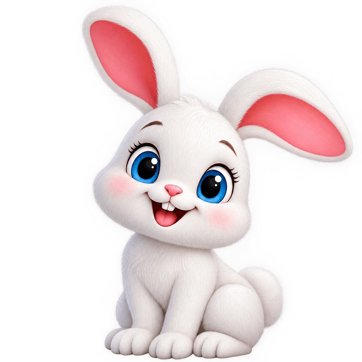 Adorable Smiling White Bunny Sticker PNG
