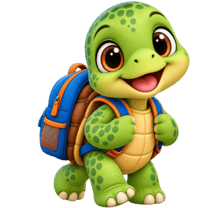 Adorable Turtle Explorer with Backpack PNG