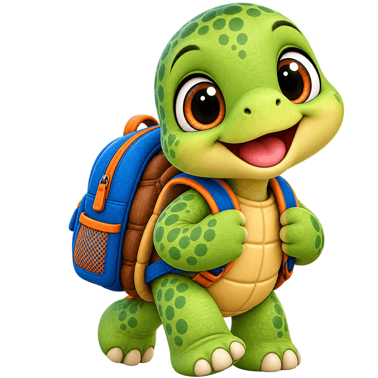 Adorable Turtle Explorer with Backpack PNG