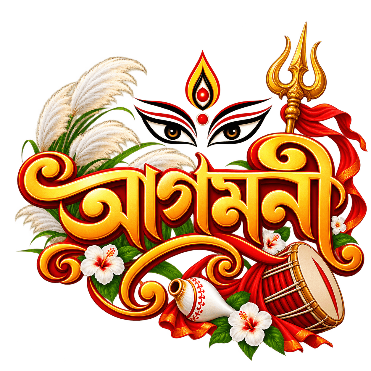 Bengali Agomoni Durga Puja PNG