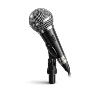 Black and Silver Microphone Stand PNG