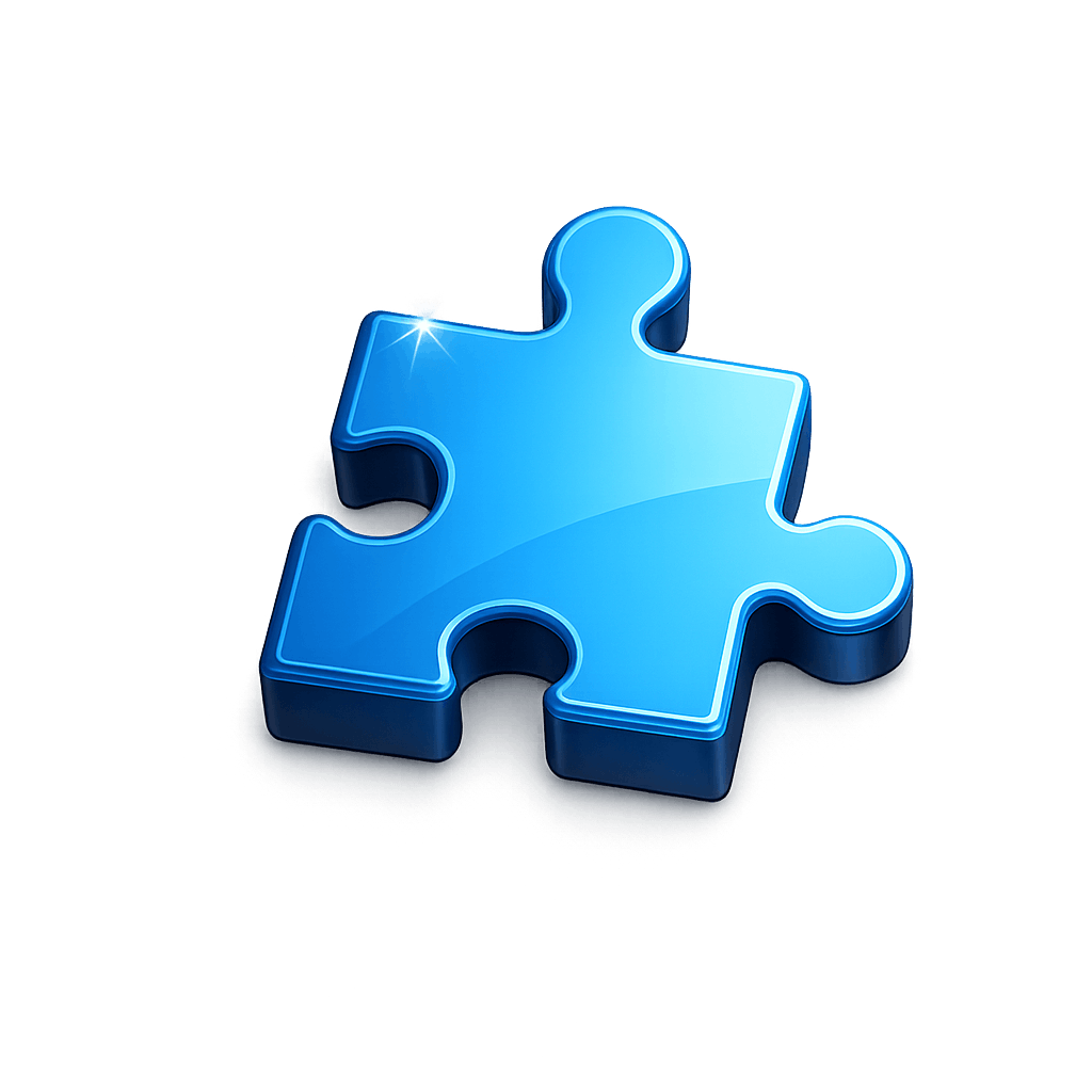 Blue Glossy Puzzle Piece PNG