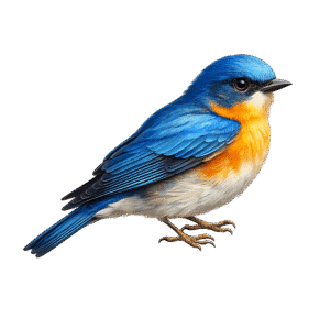 Blue and Orange Songbird Profile PNG