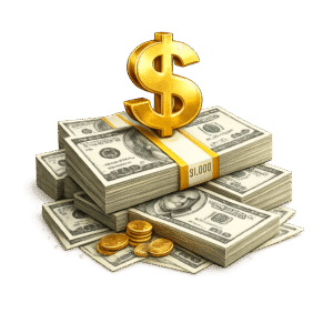 Cash Stack with Golden Dollar Sign