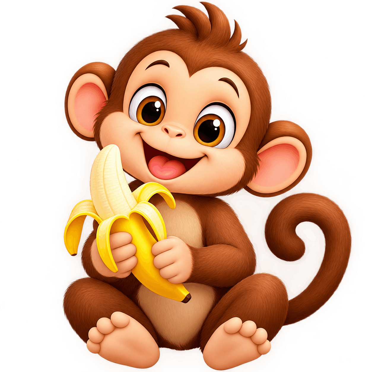 Cheerful Monkey with Banana PNG
