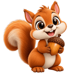 Cheerful Squirrel Holding an Acorn PNG