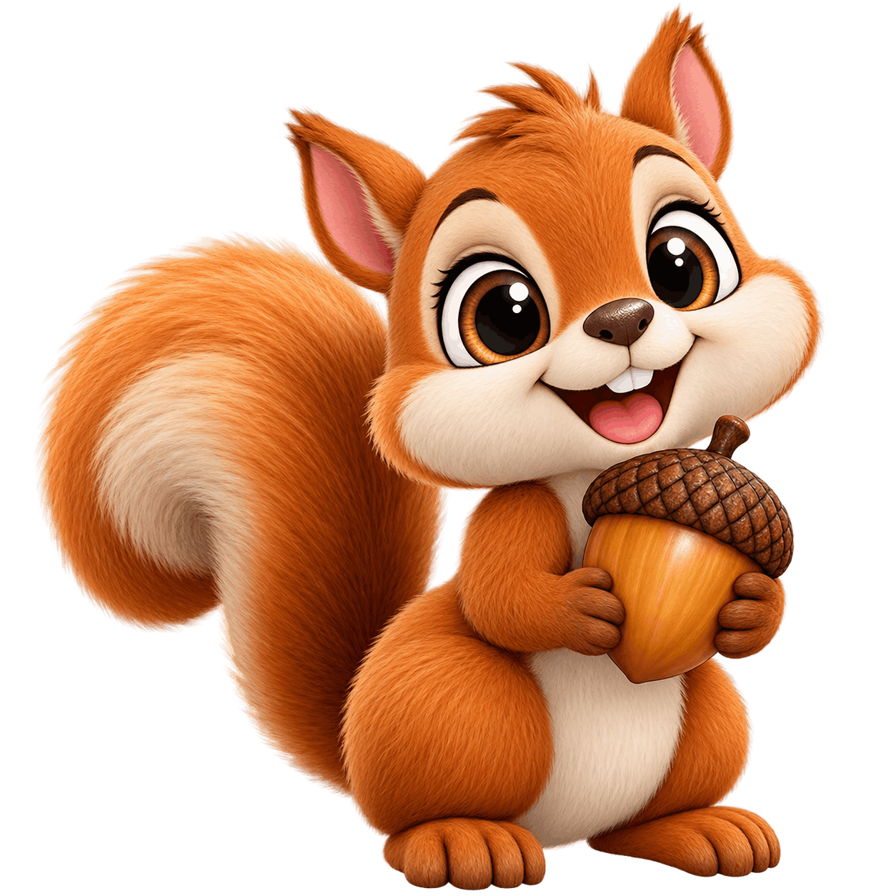 Cheerful Squirrel Holding an Acorn PNG