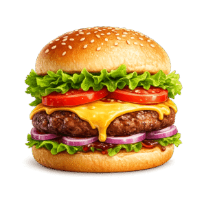 Cheeseburger Layers on Transparent Background PNG