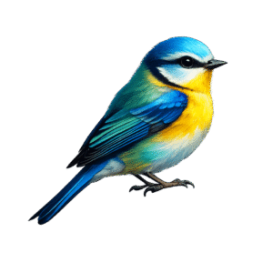 Colorful Blue and Golden Songbird PNG