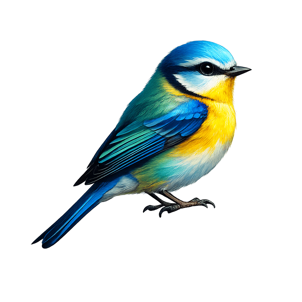 Colorful Blue and Golden Songbird PNG