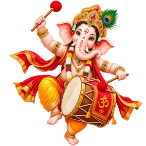 Dancing Ganesha with Festive Dhol PNG