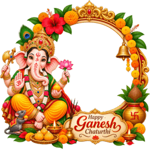 Festive Ganesh Chaturthi Decorative Frame PNG