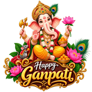Festive Happy Ganpati Ganesha Celebration PNG