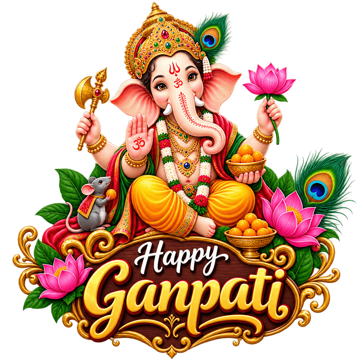 Festive Happy Ganpati Ganesha Celebration PNG
