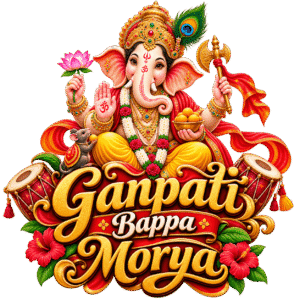 Ganpati Bappa Morya Festive Emblem PNG