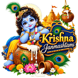 Glossy Krishna Janmashtami Celebration PNG