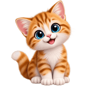 Happy Fluffy Ginger Tabby Kitten PNG