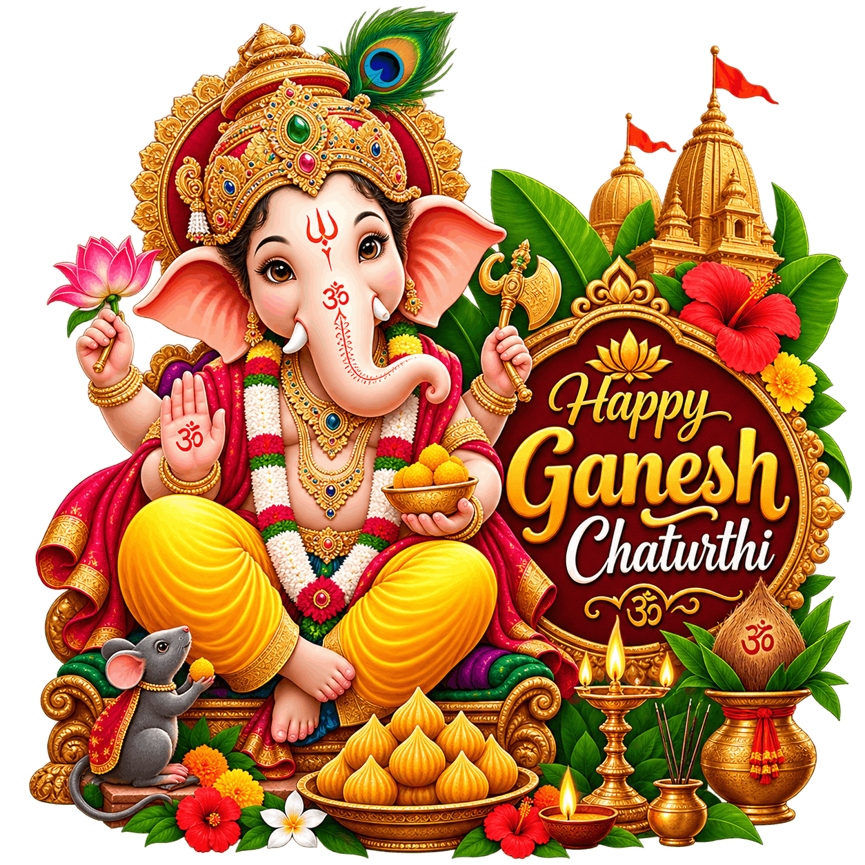 Happy Ganesh Chaturthi Celebration PNG