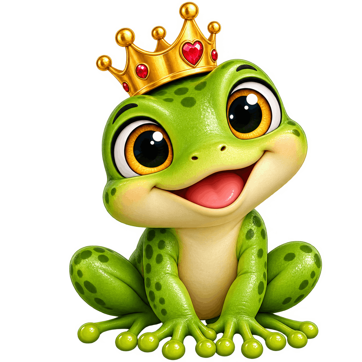 Jolly Frog Princess with Golden Crown PNG