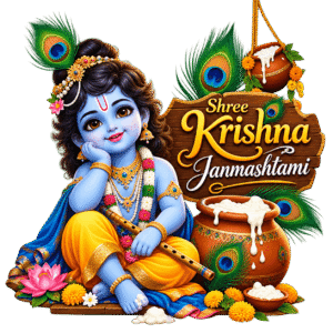 Krishna Janmashtami Celebration Emblem PNG