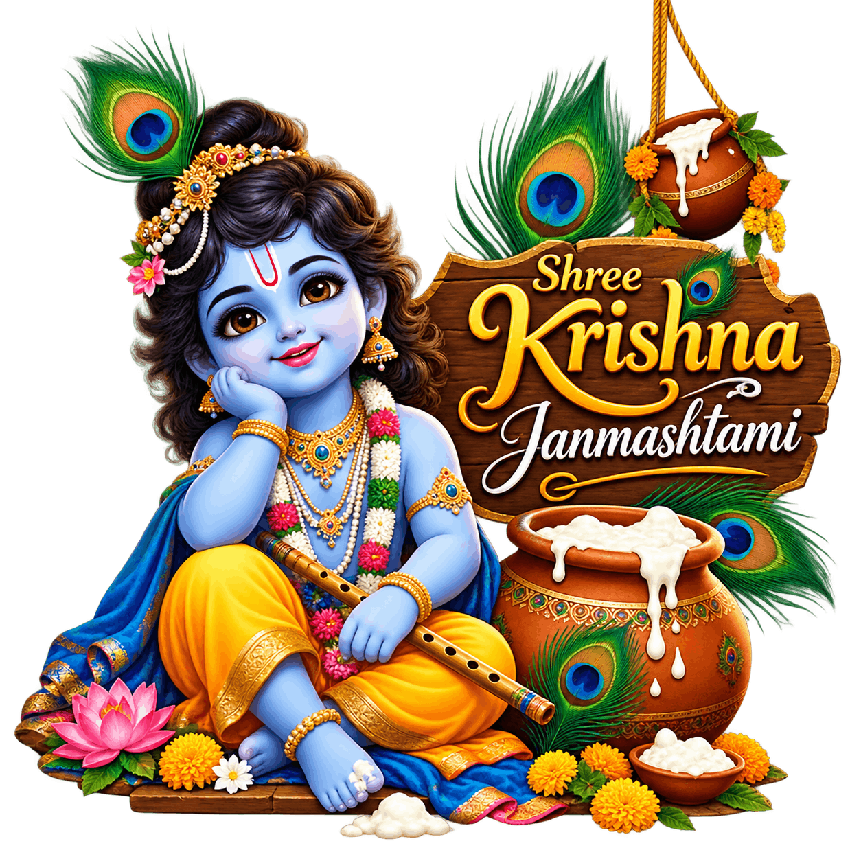 Krishna Janmashtami Celebration Emblem PNG